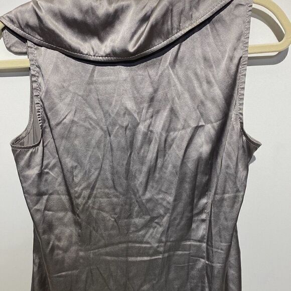 Ann Taylor Women's Gray Silk Stretch Sleeveless Cinched Front Top Size 4 - Picture 6 of 9